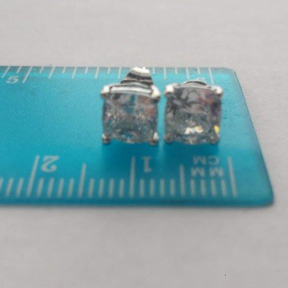 14k White Gold Stud Earrings Solid Gold 14k - Picture 12 of 15